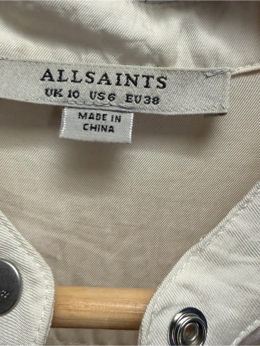 AllSaints Luciana Satin Utility Midi Dress in Ivory size 6 - Picture 8 of 10